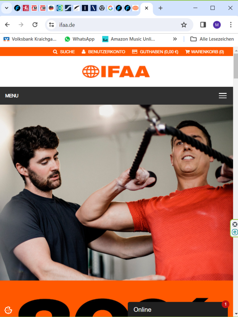 Screenshot Website der IFAA Fitness Akademie